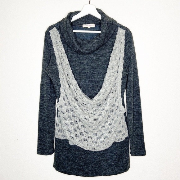 Altar'd State Cowl Neck Charcoal Sweater Tunic Sz M - Picture 1 of 9